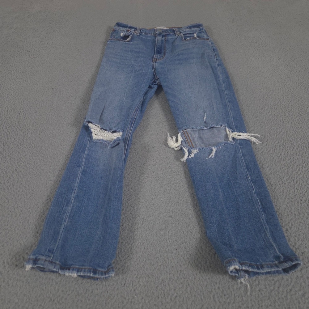Abercrombie & Fitch Jeans Womens 27/4 Short Ankle Straight Distressed Denim Pant